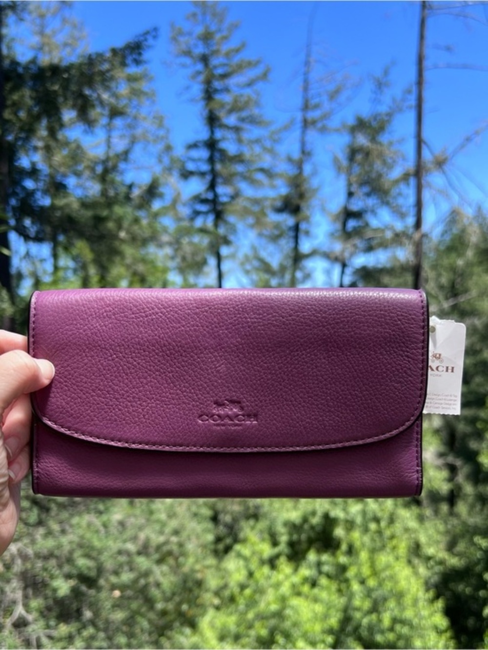 COACH Vintage Women's Purple Leather Trifold Wallet AUTHENTIC